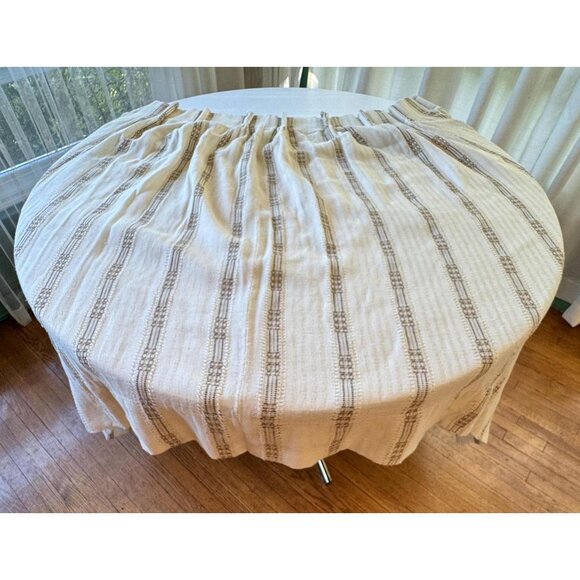 Vintage 70s pleated curtain, beige brown lined woven panel, striped, per panel - Picture 4 of 10